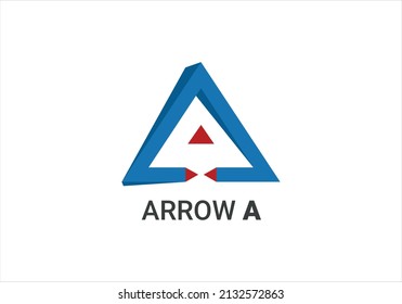 Letra A forma 3d con plantilla de diseño del logotipo del icono de reproducción de vídeo.