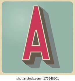 A letter of 3d vector illustrated relief retro font with shadow