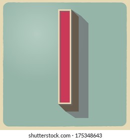 I letter of 3d vector illustrated relief retro font with shadow
