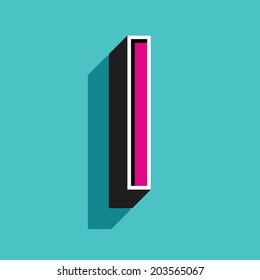 I letter of 3d vector illustrated relief retro font with shadow