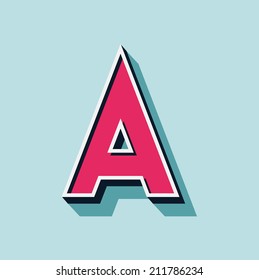 A letter of 3d vector illustrated relief retro font with shadow