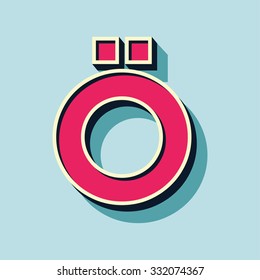 A? letter of 3d vector illustrated relief retro font with shadow