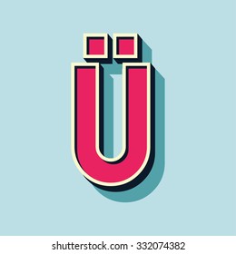 A? letter of 3d vector illustrated relief retro font with shadow