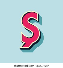 A letter of 3d vector illustrated relief retro font with shadow