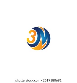 Letter 3M  Vector Illustration Logo Design. Creative Classic Company Name Typography. Alphabet 3M Letter Logo Icon, Abstract Vector Unique Design Template. Initial 3M Monogram Logo