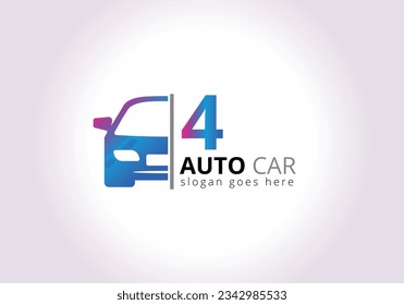 Letter 4 Car Logo Design Template Inspiration, Vector Illustration, Vehicle Logo, Automotive Logo