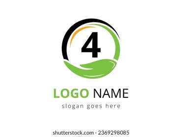 Letter 4 With Charity Logo Template.