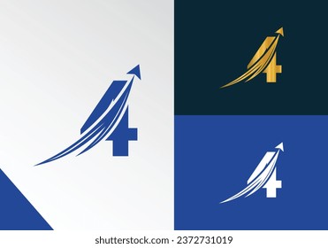 Letter 4 with Finance logo concept. marketing and growth arrow financial business logo design