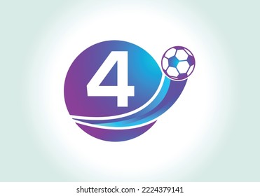 Letter 4 Football Logo Design Vector Template. Football Club Symbol. business, and company identity.