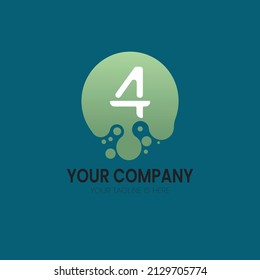 Letter 4 of illustration vector graphic with green circle particles logo icon design template element. Fit for company, health product, etc.