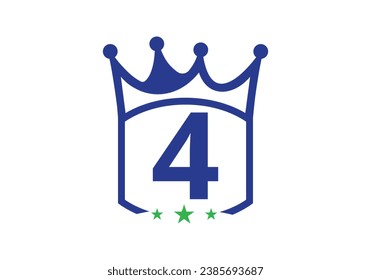 Letter 4 king crown Design Vector Template. letter logo icon design with king crown Template 