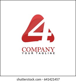 Letter 4 with Modern glossy and Triangle logo, Arrow and forward, Vector abstract  Digital, Technology, Media logotype