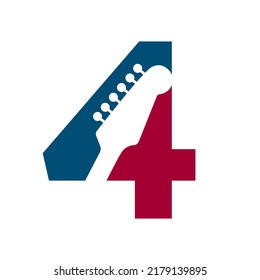 Letter 4 Music Logo. Podcast Logotype and Dj, Rock and Jack Music Logo Design Vector Template