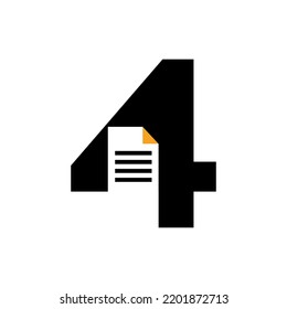 Letter 4 Paper Document Logo Vector Template Simple Concept