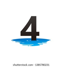 Letter 4 and Puddle Water Logo Template Design Vector, Emblem, Design Concept, Creative Symbol, Icon