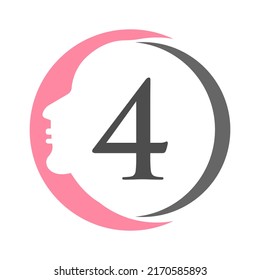 Letter 4 Spa And Beauty Logo Template. Beauty Woman Logo Used For Icon, Brand, Identity, Spa, Feminine Symbol