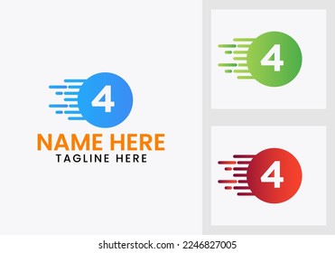 Letter 4 Technology Logo Design Template. Modern Logotype Symbol