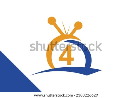 Letter 4 television Logo Design Concept. channel television TV logo vector icon illustration