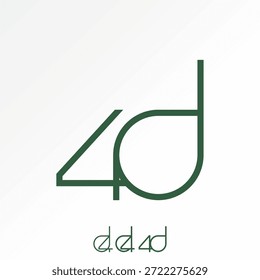 Letra 4D línea de tipografía cortada conectada perspectiva de marca futurista diseño de logotipo de arte simple concepto gráfico creativo premium Vector stock Imagen top sell