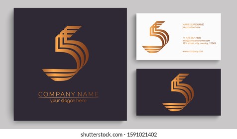Letter 5, 555 logo icon design template elements. Elegant rich logo. Letter logo