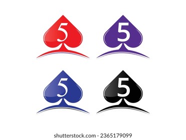 Letter 5 Casino Logo Design Vector Template . Poker Casino Vegas Logo Template