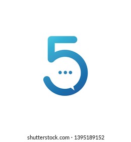 Letter 5 with chat symbol design for logo concept