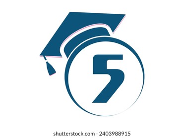 Letter 5 Education and graduation Logo Design Vector Template. 