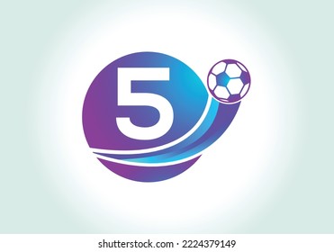 Letter 5 Football Logo Design Vector Template. Football Club Symbol. business, and company identity.