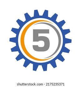 Plantilla de diseño del logotipo de la carta 5. Logotipo de engranaje de automoción para identidad industrial y empresarial
