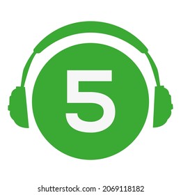 letra 5 teléfono cabeza simple icono vector o logotipo con color verde