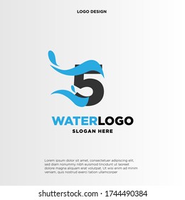 letter 5 water splash vector logo design