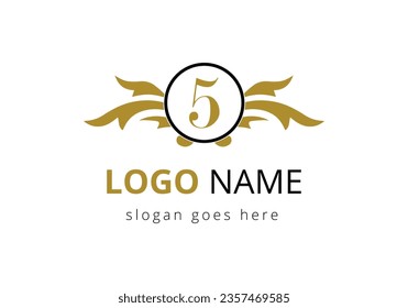 Letter 5 Wing Logo Design For Freight and Transportation Symbol.