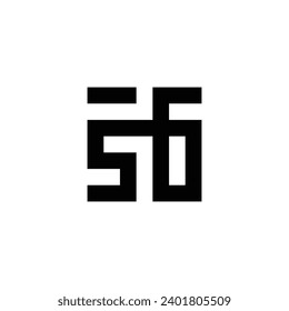 Letter 56 square connect geometric symbol simple logo vector