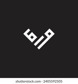 Buchstabe 6 1 9 Quadrat, einfaches, geometrisches Symbol des Herzens, Vektorgrafik