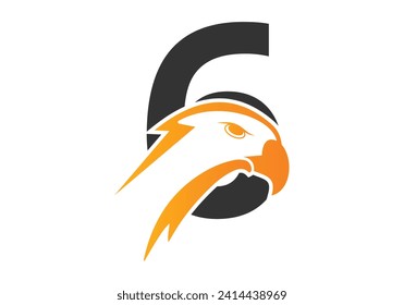 Letter 6 Eagle head Logo Design Vector Template. Modern logo design for business, and company identity.