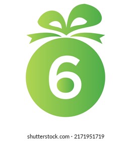 Logo De La Caja De Regalo De La Carta 6. Plantilla de elemento de logotipo de celebración de iconos de Giftbox