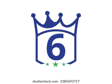 Letter 6 king crown Design Vector Template. letter logo icon design with king crown Template 