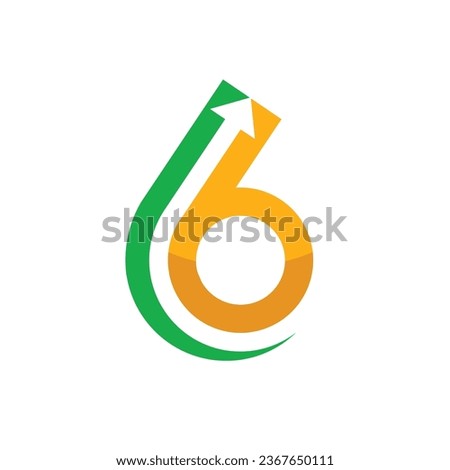 Letter 6 Logo Design, Six Statistic Arrow Logo Design