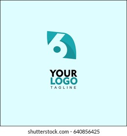 Letter 6 simple brand identity. Business professional logo template with bars and chart stock cons