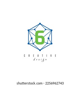 letter 6 and IT simple Creative elegant hexagon hexagonal poligon logo Design