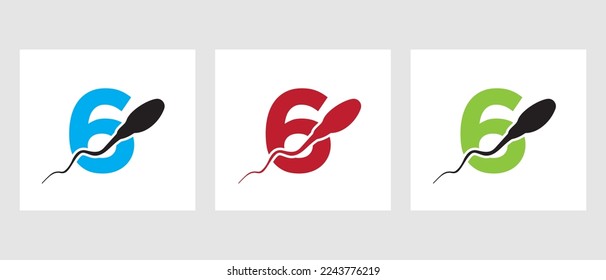 Plantilla de logotipo de celda de esperma de 6 letras. Sperm Bank Medical Symbol