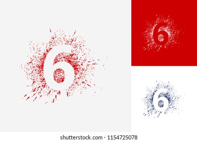 Letter 6 Splash Grunge Logo Template Design Vector, Emblem, Design Concept, Creative Symbol, Icon