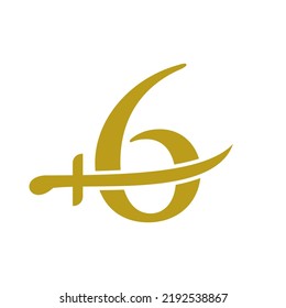 Plantilla de vectores con logotipo de espadas 6. Icono de espadas para símbolo de protección y privacidad