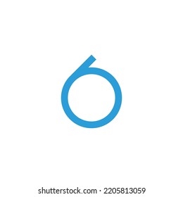 Letter 6 water drop, geometric symbol simple logo vector