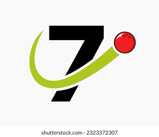 Letter 7 Bowling Logo. Bowling Ball Symbol With Moving Ball Icon