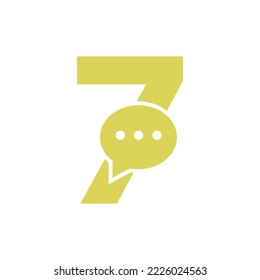 Letter 7 Chat Communicate Logo Design Concept With Bubble Chat Symbol