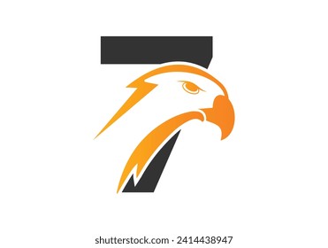 Letter 7 Eagle head Logo Design Vector Template. Modern logo design for business, and company identity.