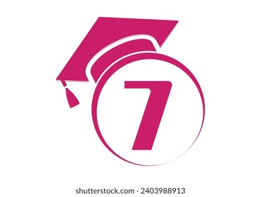 Letter 7 Education and graduation Logo Design Vector Template. 