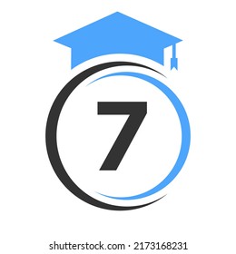 Plantilla del logotipo educativo de la carta 7. Concepto De Logotipo Educativo Con Elemento Alphabet 7 Vector