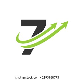 Letter 7 Financial Logo. Finance and Financial Investment Development Logo Template Concept with Business Growth Arrow